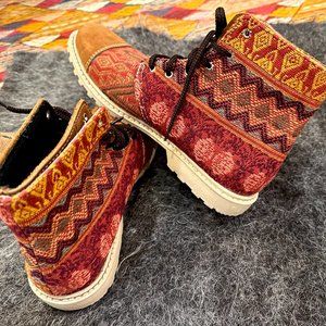 High-Top Textile Covered Boots